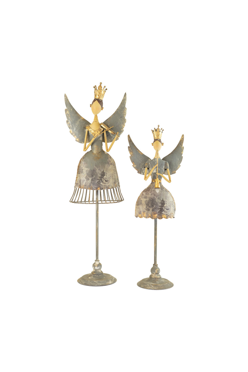 Kalalou Lighting CHE1360  Set Of Two Angels Playing Musical Instruments Home Decor Bronze / Dark