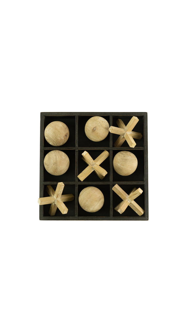 Kalalou Lighting CLA1289  Wooden Tic-Tac-Toe Set Home Decor Wood/Stone/Naturals