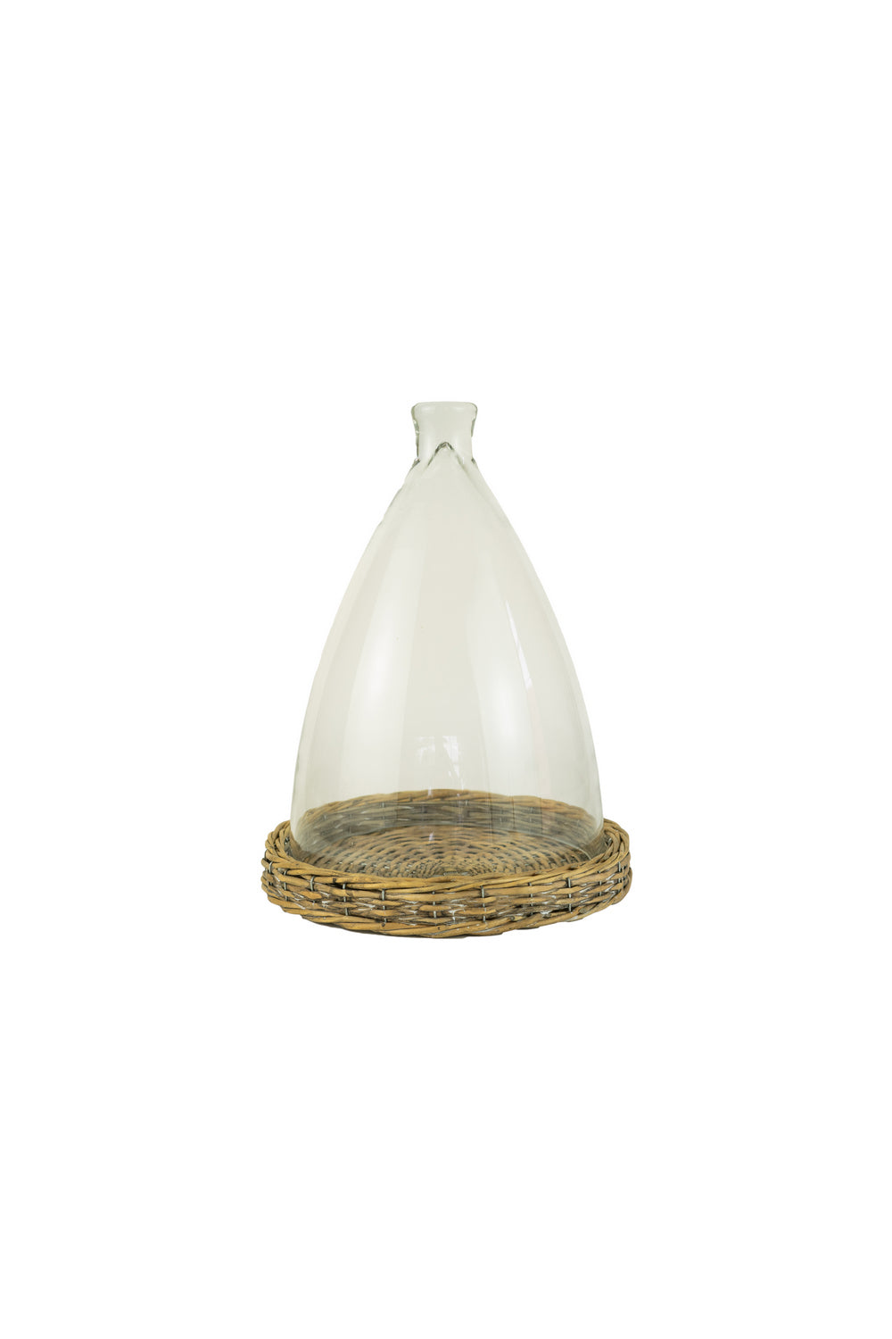 Kalalou Lighting CLAN1078  Glass Cloche With Wicker Base Home Decor Bronze / Dark