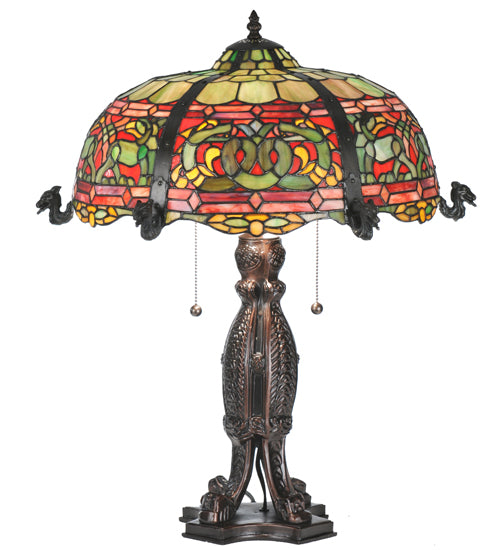 Meyda Tiffany Lighting 108024 Duffner & Kimberly Viking Two Light Table Lamp Lamp Bronze / Dark