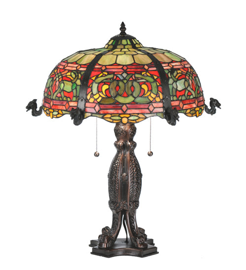 Meyda Tiffany Lighting 108024 Duffner & Kimberly Viking Two Light Table Lamp Lamp Bronze / Dark