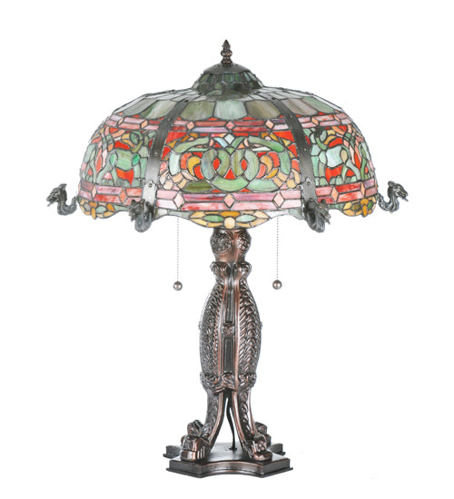 Meyda Tiffany Lighting 108024 Duffner & Kimberly Viking Two Light Table Lamp Lamp Bronze / Dark