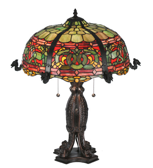 Meyda Tiffany Lighting 108024 Duffner & Kimberly Viking Two Light Table Lamp Lamp Bronze / Dark