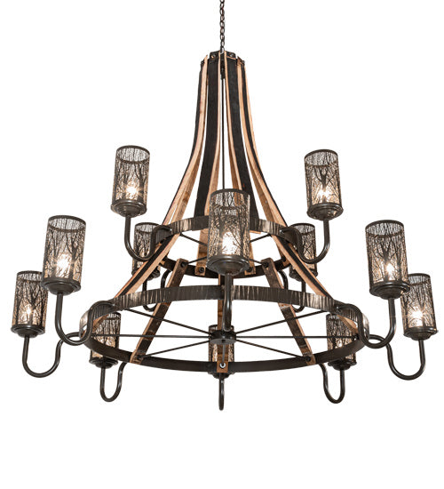 Meyda Tiffany Barrel Stave 219854 Chandelier Light - Natural Wood,Timeless Bronze