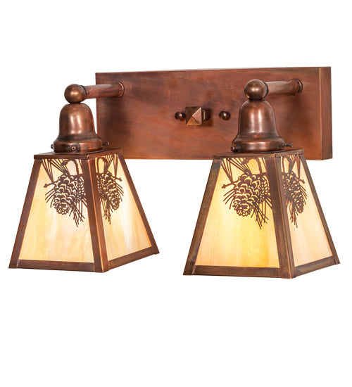 Meyda Tiffany Winter Pine 219956 Bath Vanity Light 17 in. wide - Vintage Copper