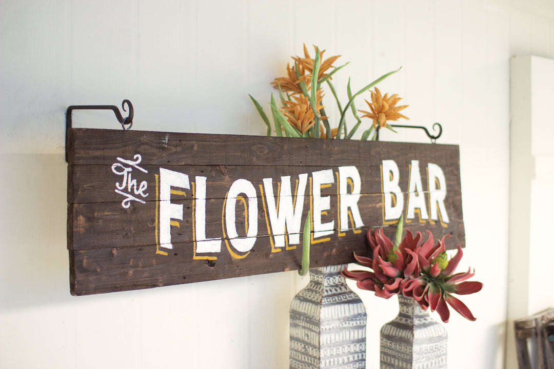 Kalalou Lighting CMG1100  Wooden Flower Bar Sign Mirror Bronze / Dark