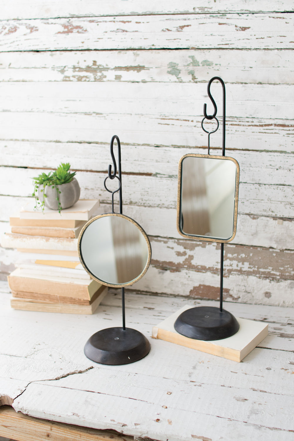 Kalalou Lighting CMNQ1013  Set Of Two Table Top Mirrors Mirror Bronze / Dark