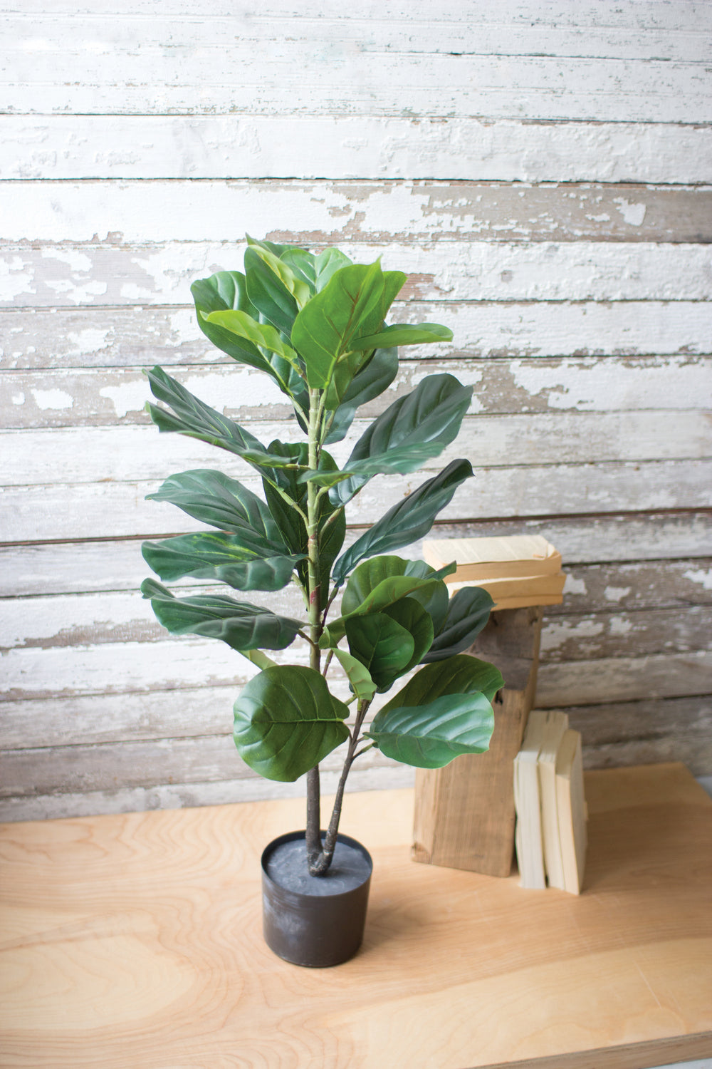 Kalalou Lighting CNL1213  Artificial Fiddle Leaf Fig In A Pot Home Decor Bronze / Dark