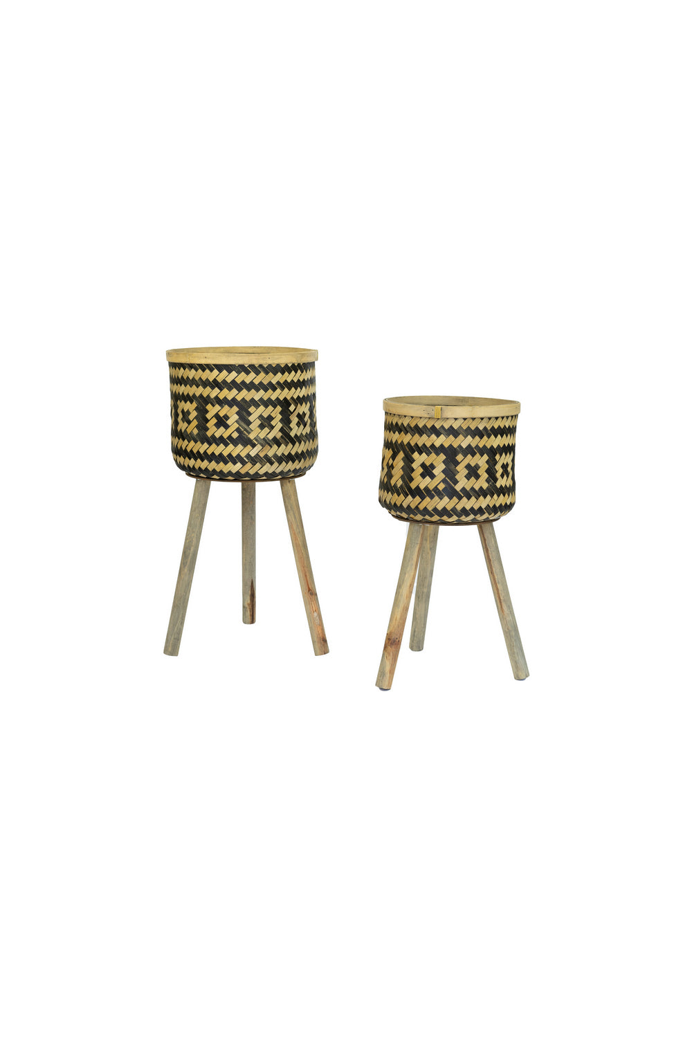 Kalalou Lighting CNMR1057  Plant Stands W Wood Legs Home Decor Bronze / Dark