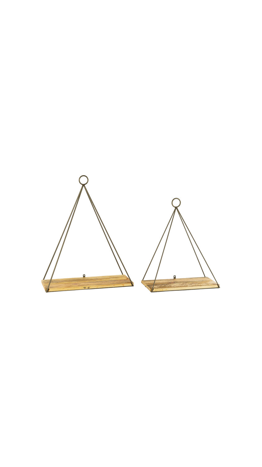Kalalou Lighting CQ7538  Set Of Two Triangle Shelves With Recycled Wood Home Decor Bronze / Dark
