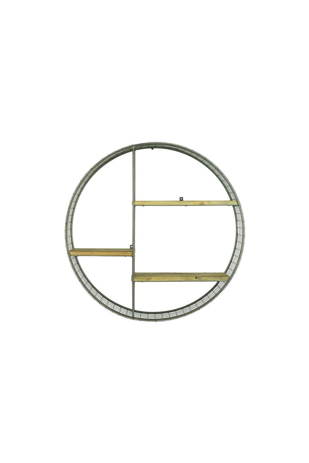 Kalalou Lighting CQ7541  Round Wire Mesh And Recycled Wood Shelving Unit Home Decor Bronze / Dark