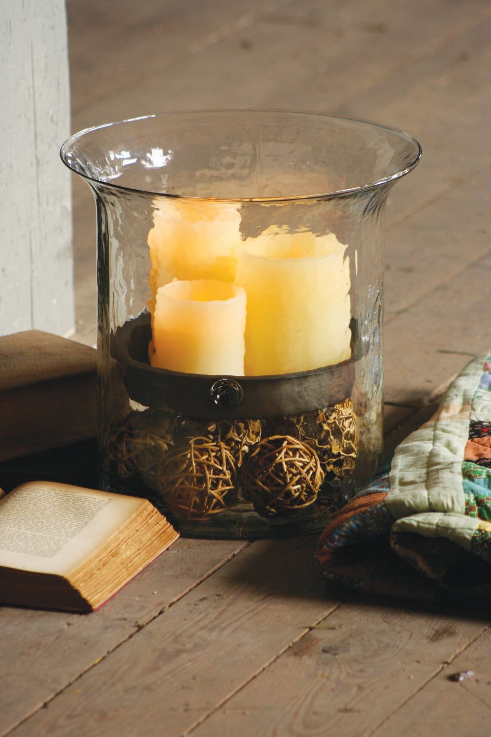 Kalalou Lighting CV1060  Giant Glass Candle Cylinder With Insert Home Decor Light