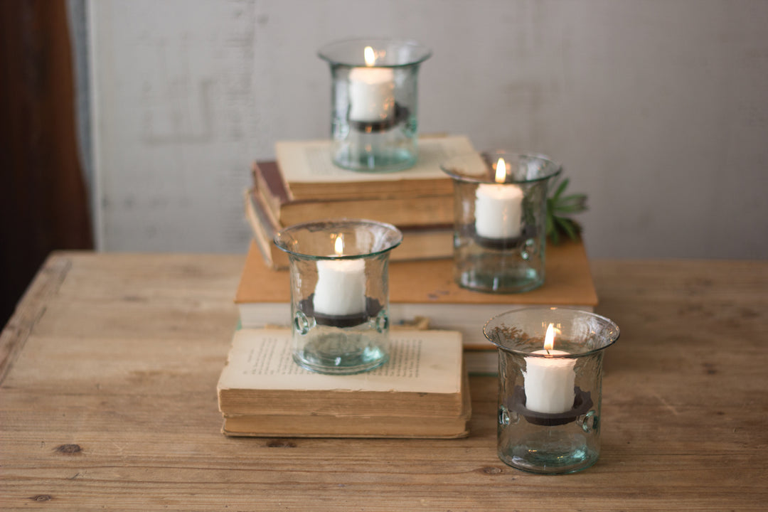 Kalalou Lighting CV500  Recycled Glass Mini Votive Cylinder Home Decor Light