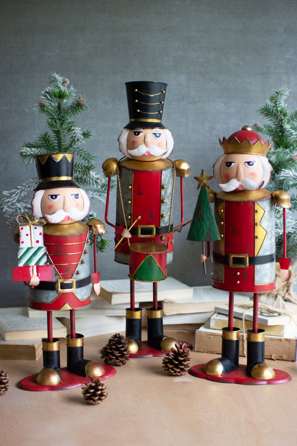 Kalalou Lighting CZG1393  Set Of Three Painted Nutcrackers Home Decor Bronze / Dark
