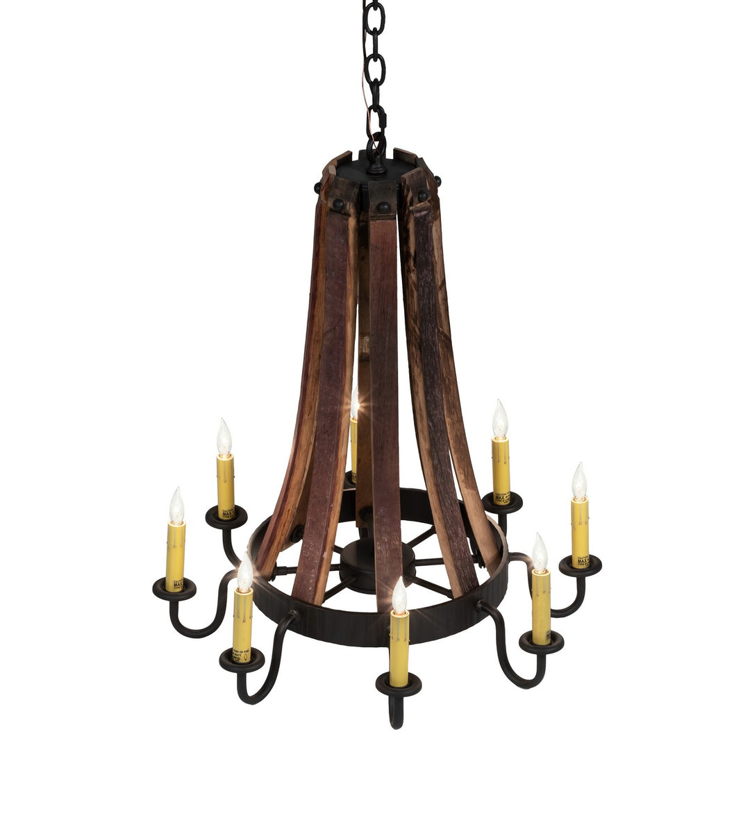 Meyda Tiffany Barrel Stave 224987 Chandelier Light - Natural Wood,Oil Rubbed Bronze