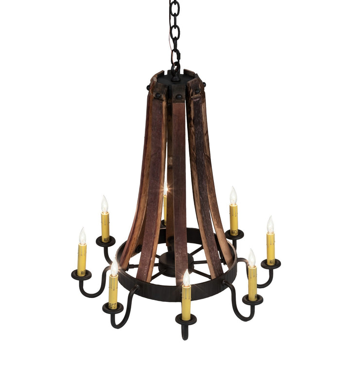 Meyda Tiffany Barrel Stave 224987 Chandelier Light - Natural Wood,Oil Rubbed Bronze