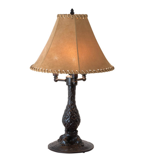 Meyda Tiffany Lighting 225854 Roseborder Three Light Table Lamp Lamp Bronze / Dark