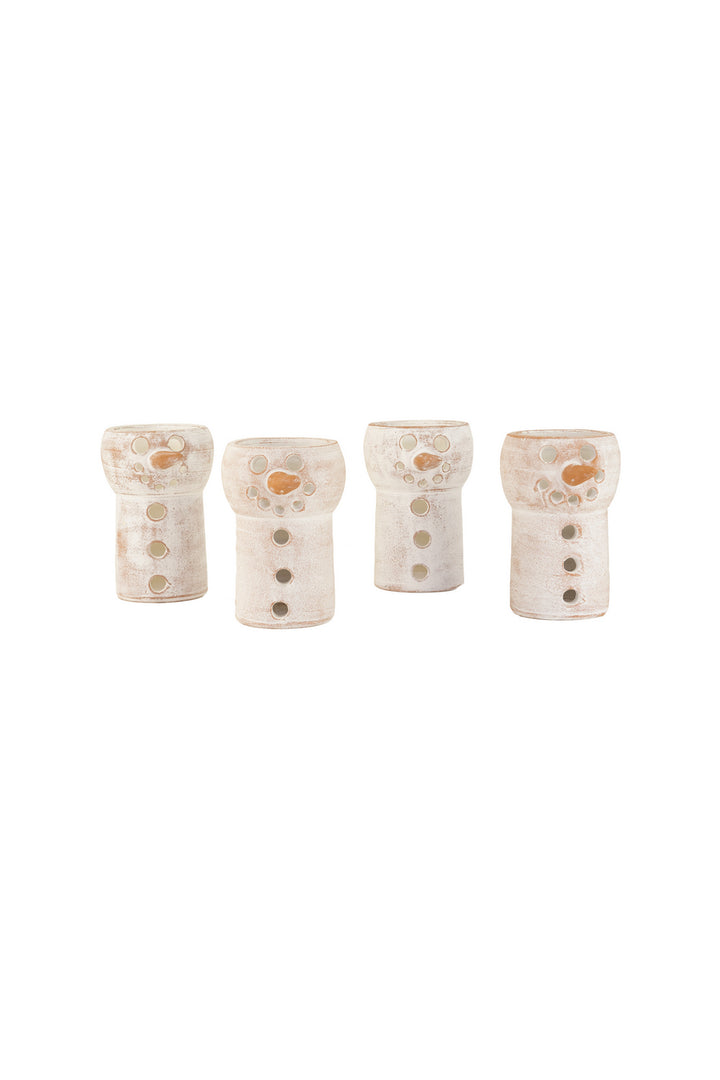Kalalou Lighting H3962  Clay Snowman Luminary Home Decor White