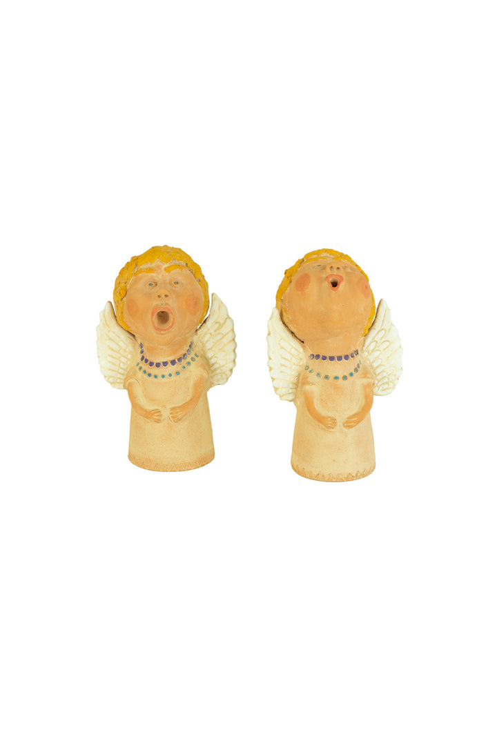 Kalalou Lighting H4033  Set Of Two Caroling Clay Angels Home Decor Bronze / Dark