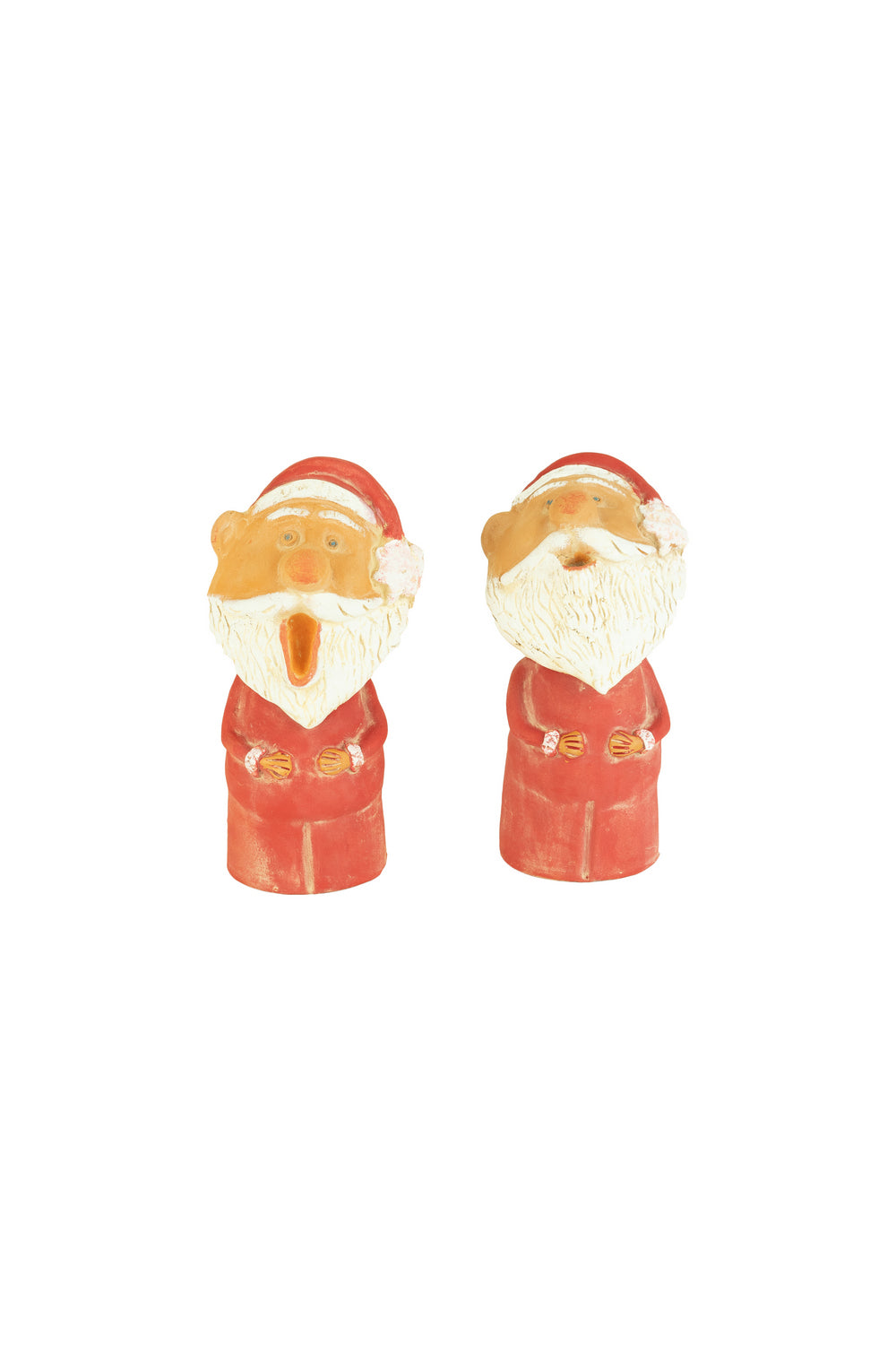 Kalalou Lighting H4034  Set Of Two Caroling Clay Santas Home Decor Bronze / Dark
