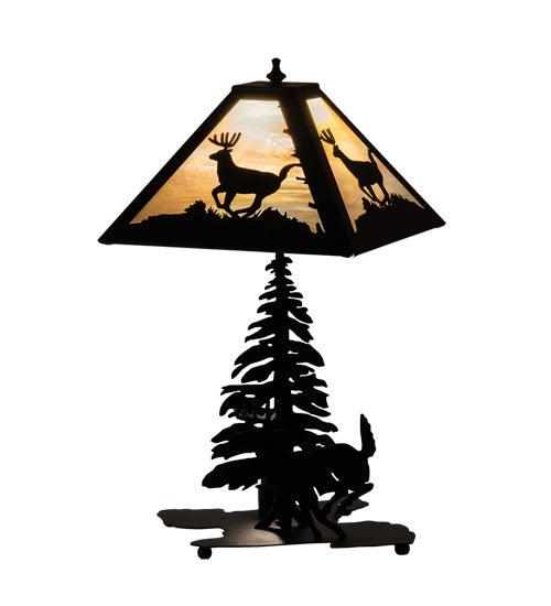 Meyda Tiffany Lighting 228150 Lone Deer Two Light Table Lamp Lamp Black