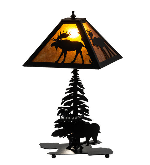 Meyda Tiffany Lighting 228788 Lone Moose Two Light Table Lamp Lamp Black
