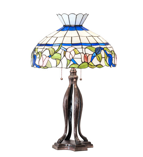 Meyda Tiffany Lighting 228803 Rose Vine Three Light Table Lamp Lamp Bronze / Dark