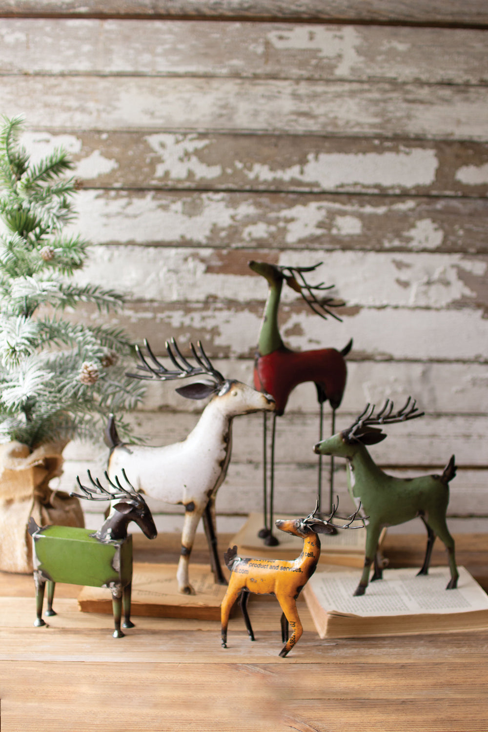 Kalalou Lighting NBA2365  Set Of Five Recycled Deer Home Decor Bronze / Dark