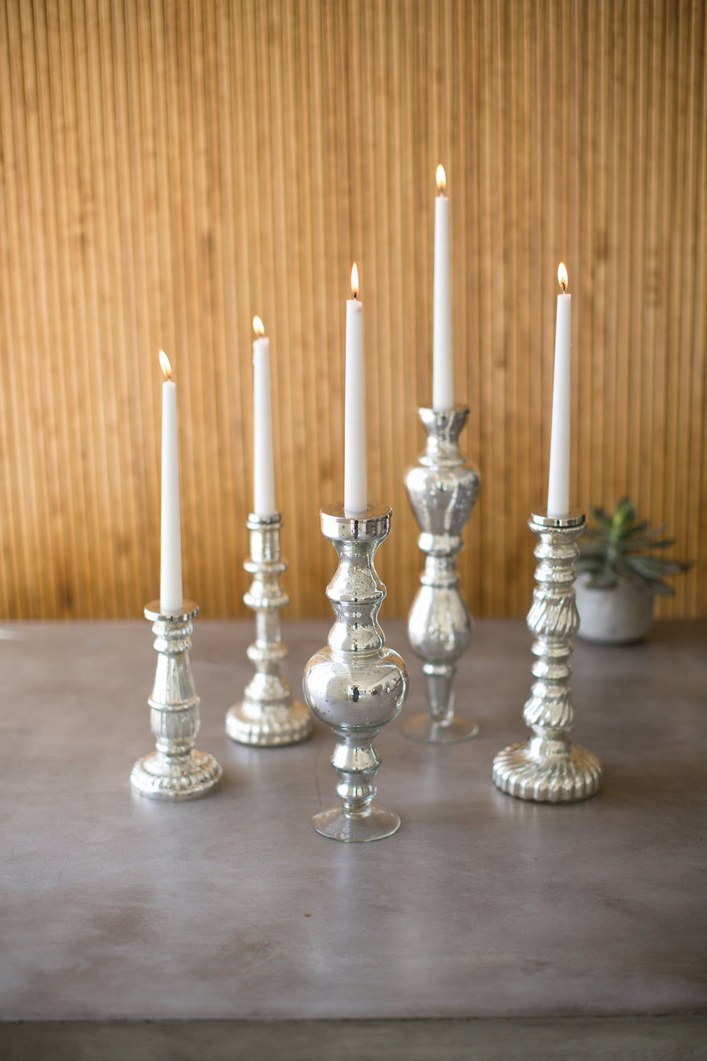 Kalalou Lighting NBAN1000  Candle Holder Home Decor Pewter, Nickel, Silver