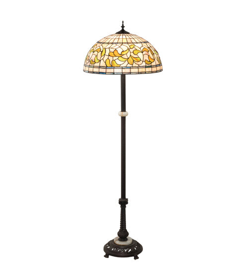 Meyda Tiffany Lighting 229125 Tiffany Turning Leaf Three Light Floor Lamp Lamp Bronze / Dark