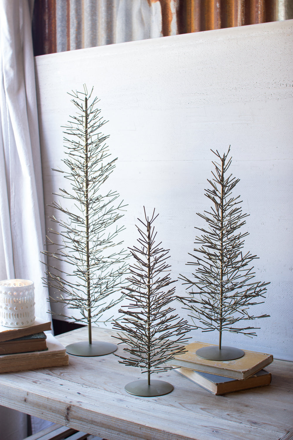 Kalalou Lighting NKE1006  Set Of 3 Wire Trees Home Decor Bronze / Dark