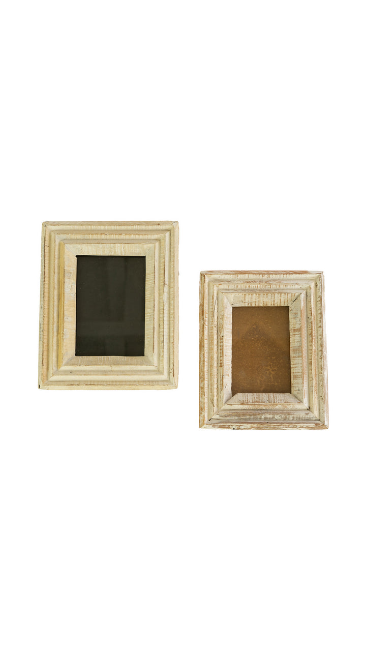 Kalalou Lighting NMCC1151  Set Of 2 Recycled Wood Photo Frames Mirror Light