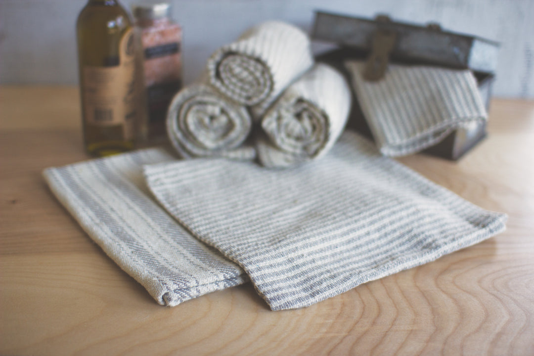 Kalalou Lighting NRV2033  Set Of Six Grey Cotton Napkins Home Decor Gray