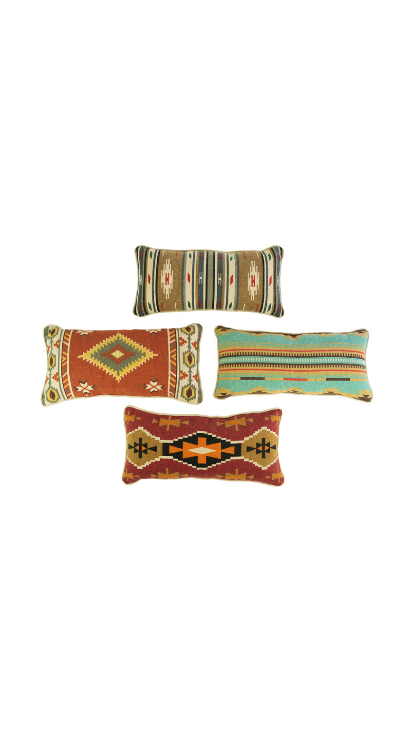 Kalalou Lighting NRV2174  Set Of Four Printed Lumbar Pillows Home Decor Bronze / Dark