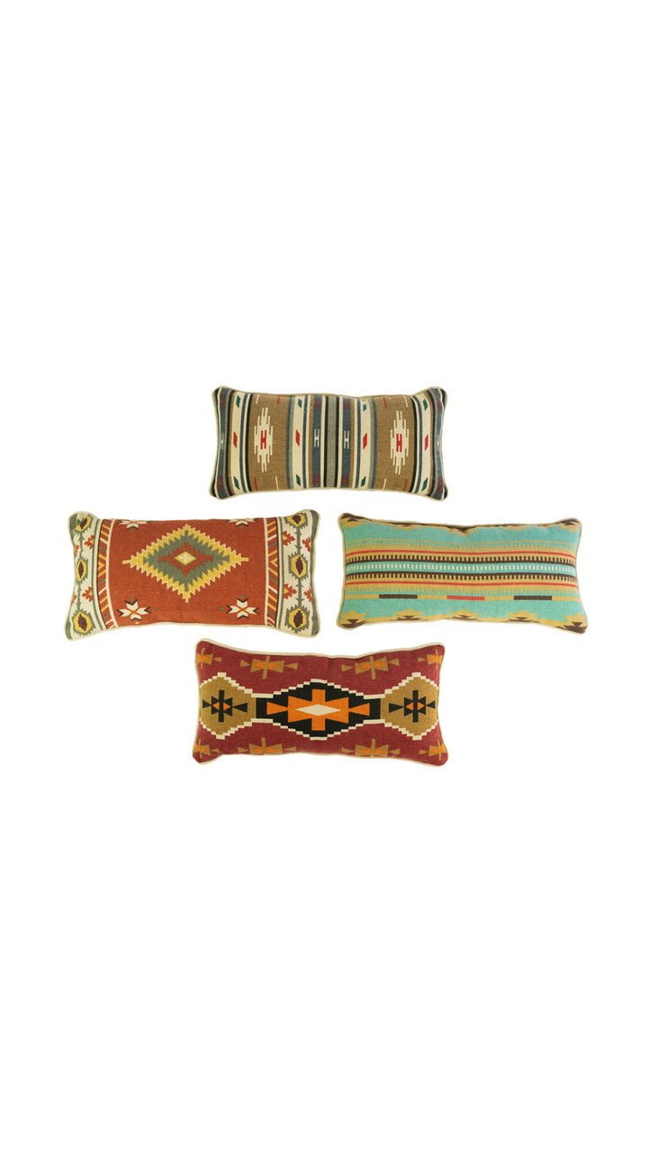 Kalalou Lighting NRV2174  Set Of Four Printed Lumbar Pillows Home Decor Bronze / Dark