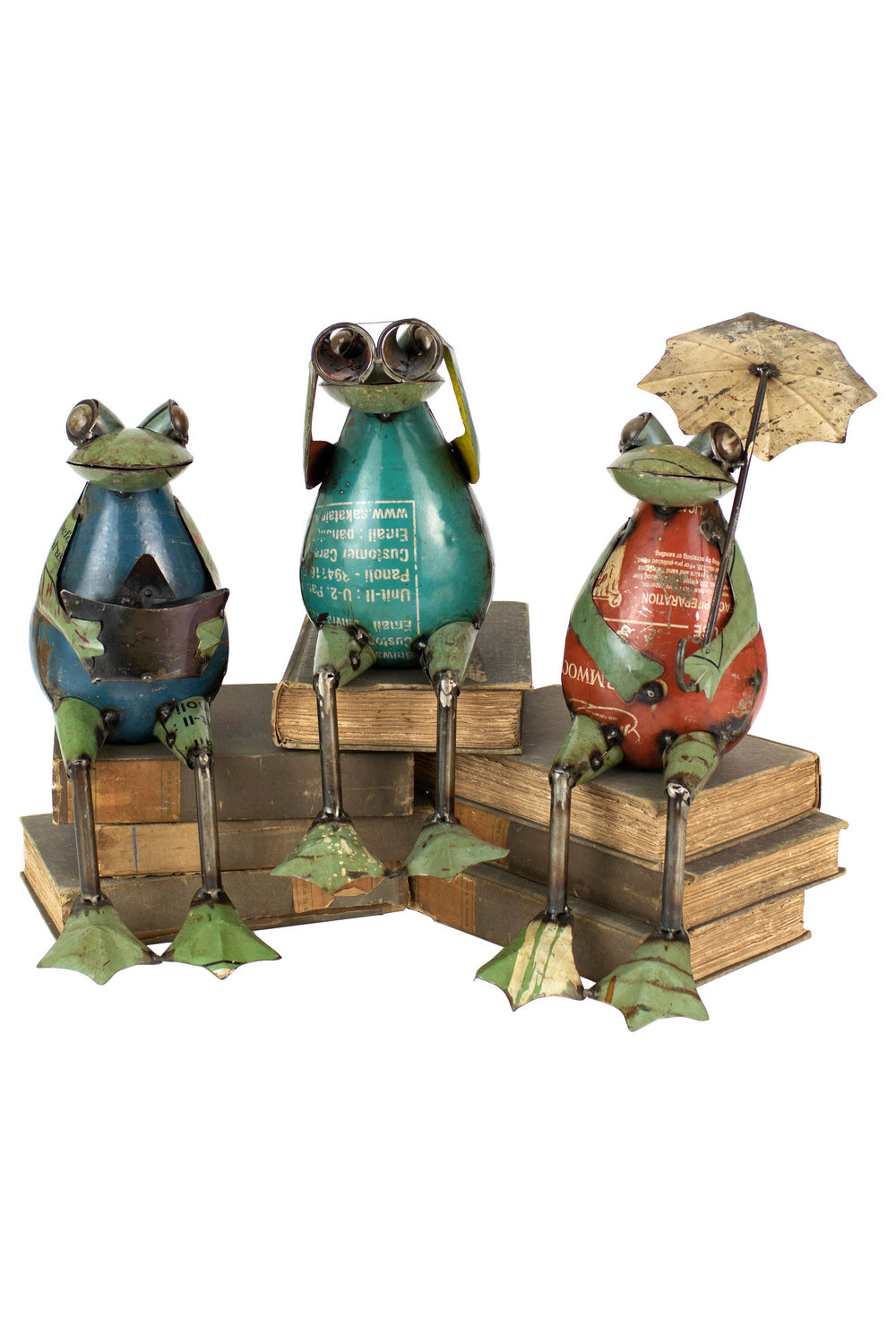 Kalalou Lighting NTM1150  Set Of Three Recycled Frogs Home Decor Bronze / Dark