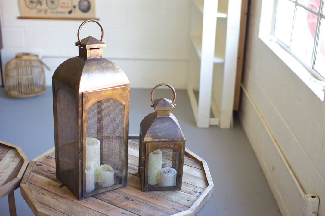 Kalalou Lighting NZK1093  Set Of Two Bronze Lanterns Home Decor Bronze / Dark