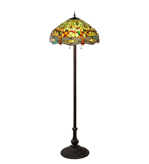 Meyda Tiffany Lighting 229131 Tiffany Hanginghead Dragonfly Three Light Floor Lamp Lamp Bronze / Dark