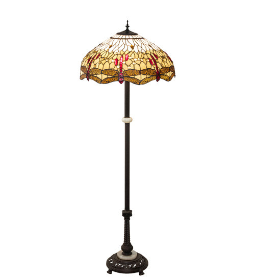 Meyda Tiffany Lighting 229132 Tiffany Hanginghead Dragonfly Three Light Floor Lamp Lamp Bronze / Dark