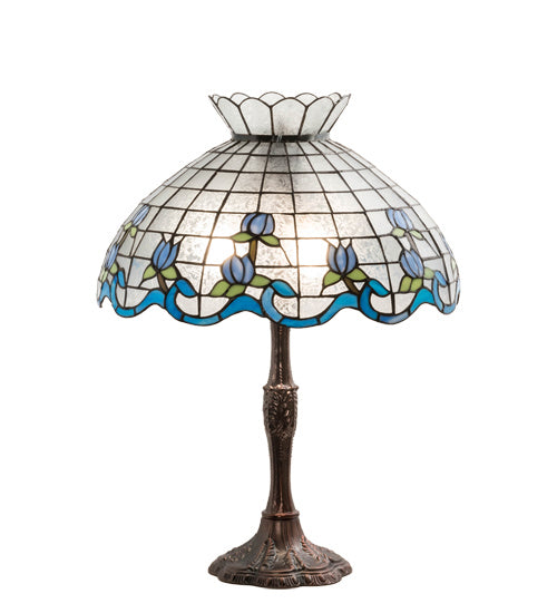 Meyda Tiffany Lighting 232793 Roseborder Three Light Table Lamp Lamp Bronze / Dark