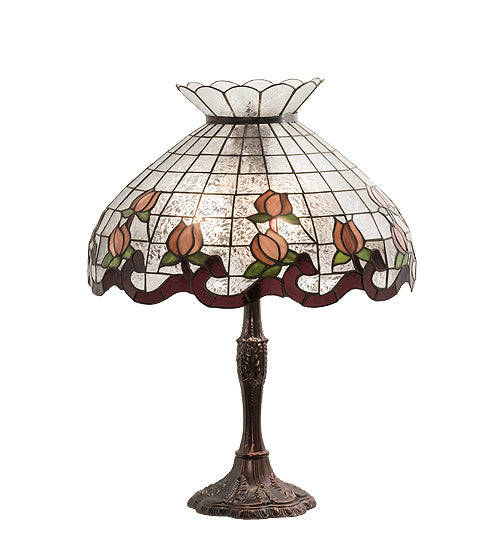 Meyda Tiffany Lighting 232794 Roseborder Three Light Table Lamp Lamp Bronze / Dark