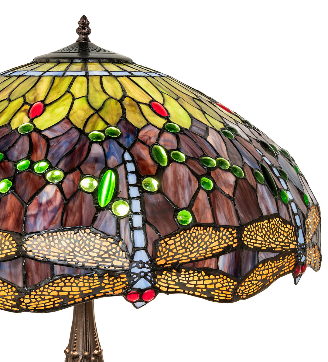 Meyda Tiffany Lighting 232804 Tiffany Hanginghead Dragonfly Three Light Table Lamp Lamp Bronze / Dark