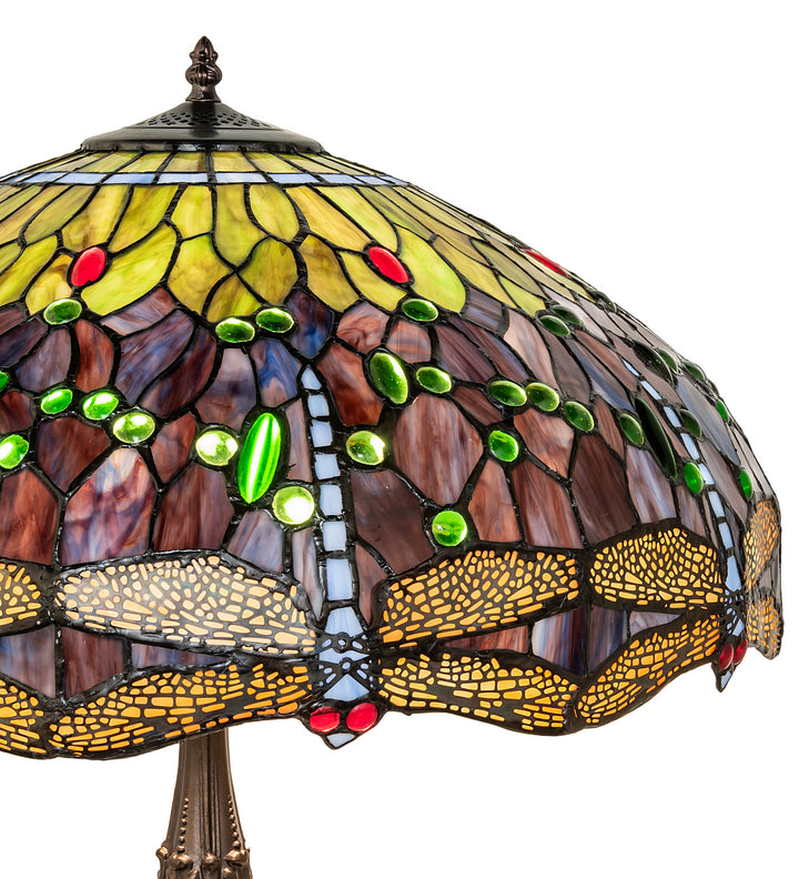 Meyda Tiffany Lighting 232804 Tiffany Hanginghead Dragonfly Three Light Table Lamp Lamp Bronze / Dark