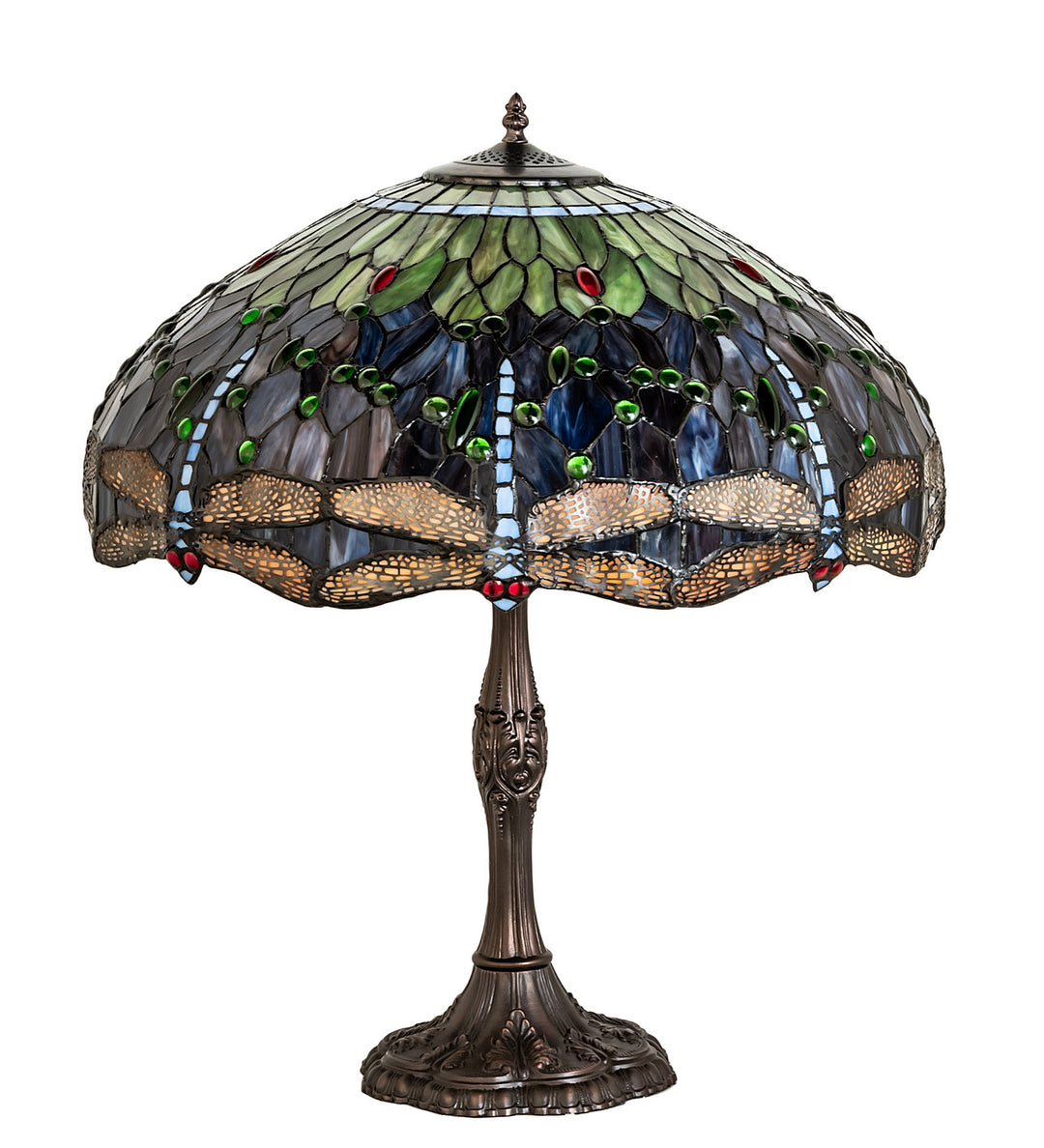 Meyda Tiffany Lighting 232804 Tiffany Hanginghead Dragonfly Three Light Table Lamp Lamp Bronze / Dark