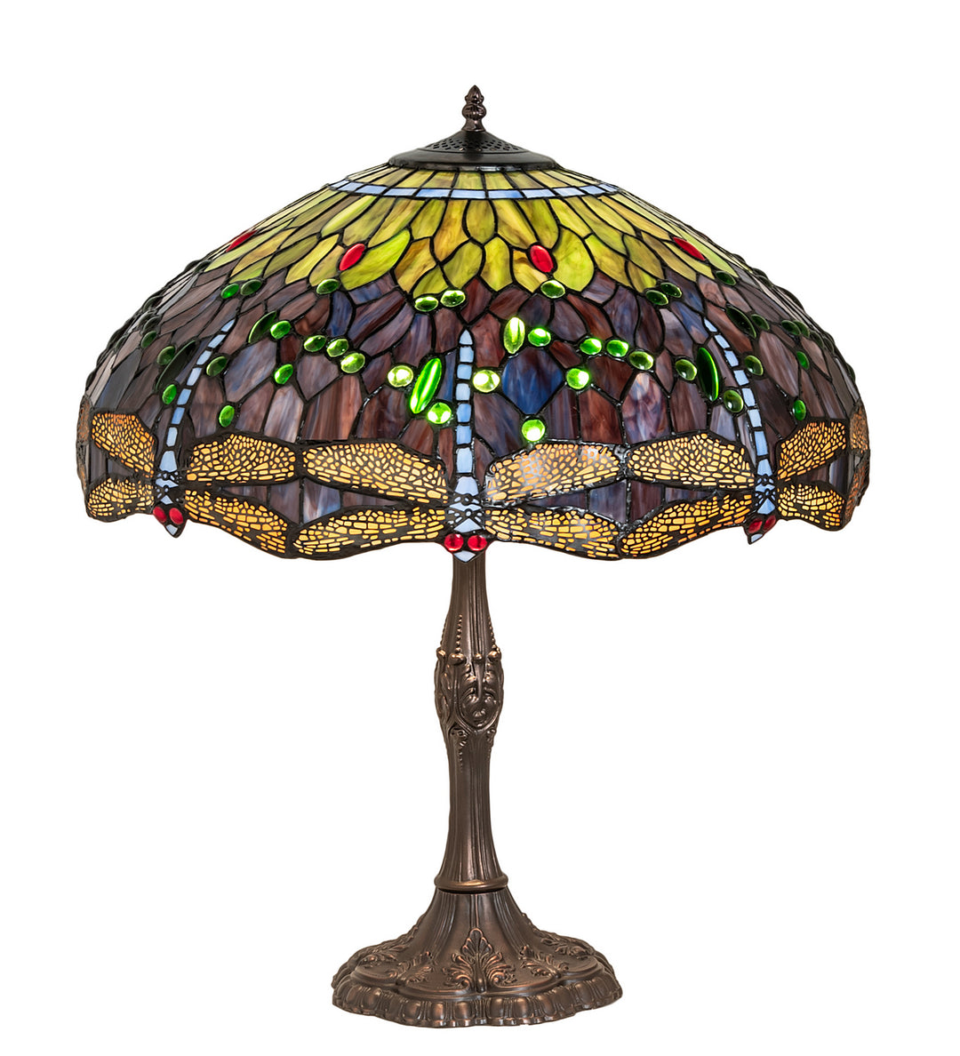 Meyda Tiffany Lighting 232804 Tiffany Hanginghead Dragonfly Three Light Table Lamp Lamp Bronze / Dark
