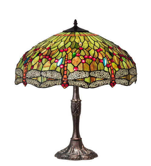 Meyda Tiffany Lighting 232805 Tiffany Hanginghead Dragonfly Three Light Table Lamp Lamp Bronze / Dark