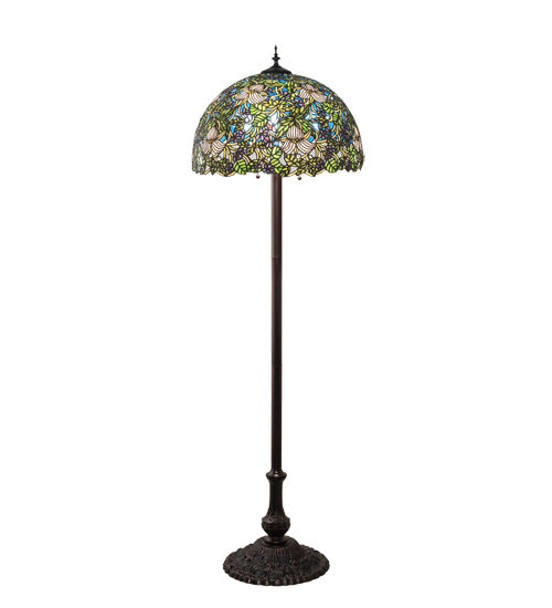 Meyda Tiffany Lighting 24496 Trillium & Violet Three Light Floor Lamp Lamp Bronze / Dark