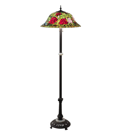 Meyda Tiffany Lighting 27821 Tiffany Rosebush Three Light Floor Lamp Lamp Bronze / Dark