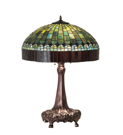 Meyda Tiffany Lighting 27825 Tiffany Candice Three Light Table Lamp Lamp Bronze / Dark