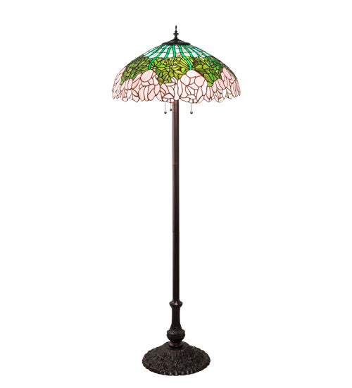 Meyda Tiffany Lighting 37706 Tiffany Cabbage Rose Three Light Floor Lamp Lamp Bronze / Dark